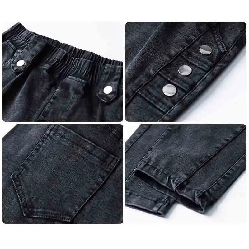 Chic dugmad, elastične pencil traperice visokog struka Wash Ležerne traper hlače Ženske velike veličine 4xl Skinny Vaqueros Proljetne Jean hlače