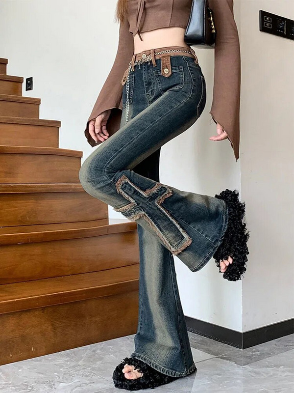 2023. Široke hlače Ženske ležerne High Street Vintage ravne hlače Y2k Bodycon Udobne Harajuku modne traperice pune dužine