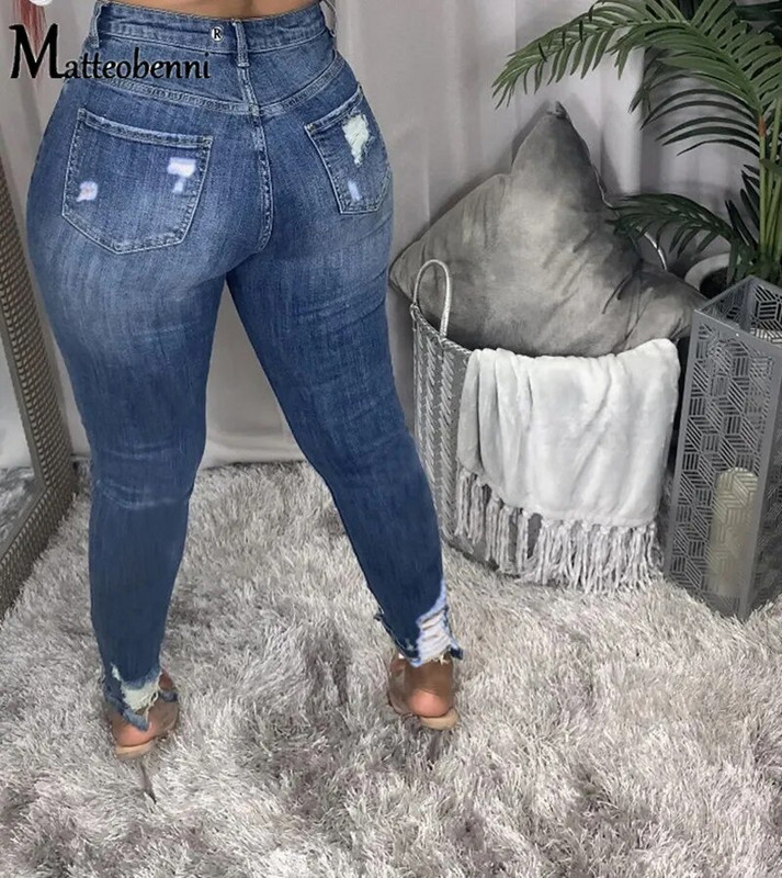 Traperice Ženske Mom Jeans visokog struka Rastezljive poderane traperice Uske hlače Hlače s rupama Široke hlače Duge traper hlače