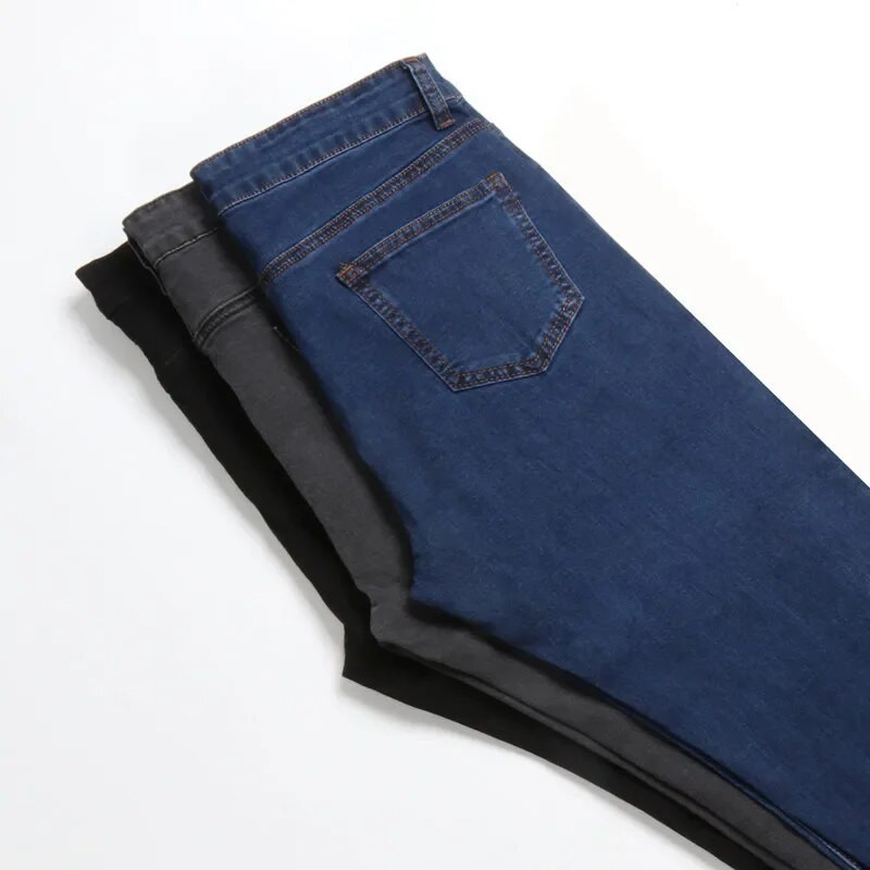 Ženske visoke elastične rastezljive traper hlače velike veličine 2023 Klasične Mom Jeans plavo sive crne ženske isprane uske pencil hlače Pop