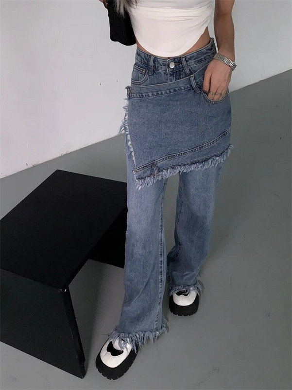 REDDACHiC Acubi Fashion Baggy Y2k džinsai Korėjietiškos plačios kelnės moterims Streetwear 2022 m. tendencijos tiesios kelnės aukštu juosmeniu Harajuku