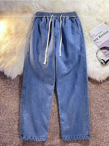 Oversize Χειμερινό φλις φαρδύ τζιν Casual χοντρό ψηλόμεσο ίσιο τζιν παντελόνι Γυναικείο βελούδινο βελούδινο ζεστό φαρδύ πόδι Vaqueros Z359