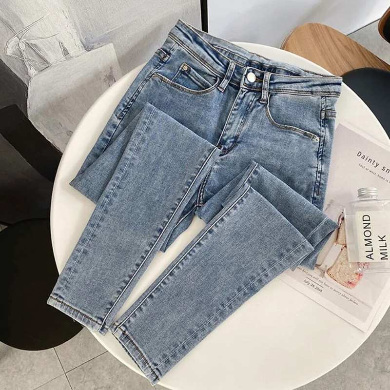 Tavaszi és őszi új farmer haren nadrág divatHarajuku alkalmi, vastag, meleg, magas derekú nadrág, egyenes Jean Polár vintage női