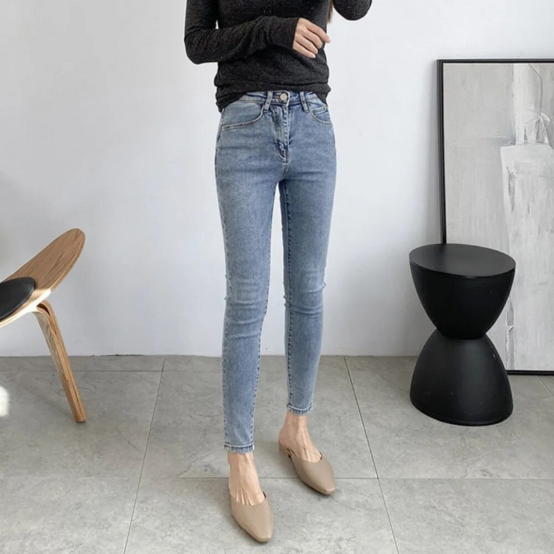 Tavaszi és őszi új farmer haren nadrág divatHarajuku alkalmi, vastag, meleg, magas derekú nadrág, egyenes Jean Polár vintage női