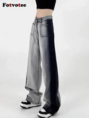 Fotvotee Gradient Jeans Ženske vrećaste hlače širokih nogavica Jeans visokog struka Boyfriend moda pune ulične odjeće Vintage odjeća