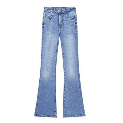 TRAFZA Γυναικείο παντελόνι Street Ολόσωμο μονόχρωμο τζιν παντελόνι με φερμουάρ Γυναικείο τζιν φθινοπωρινό