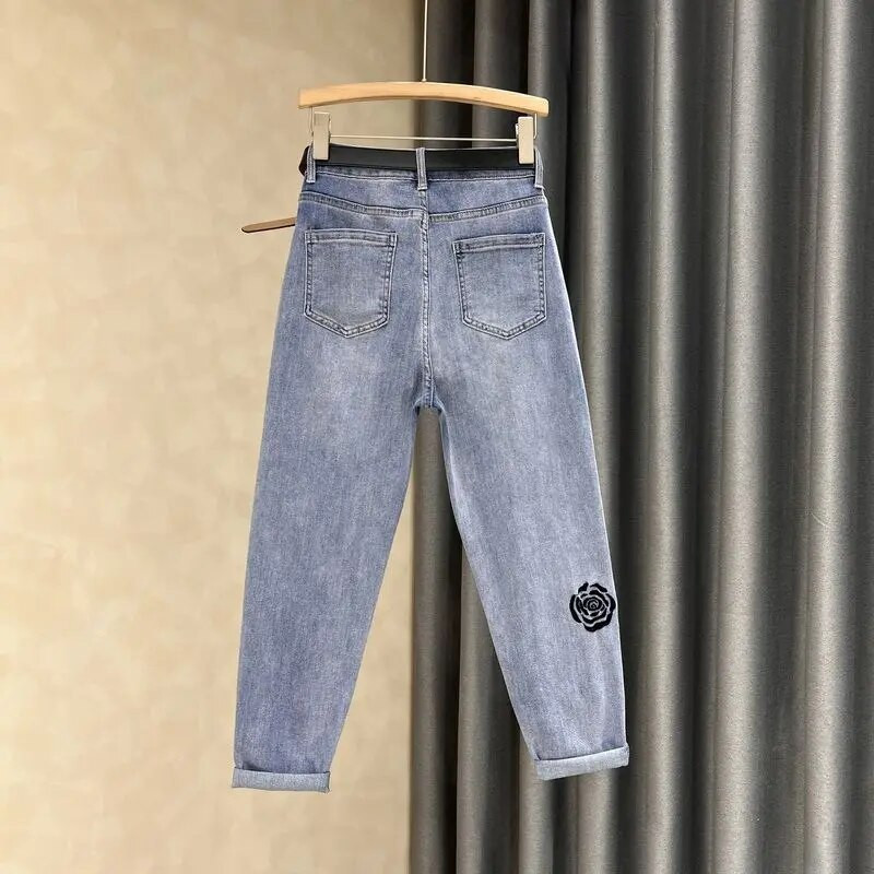 Zsebekkel, hímzett magas derekú Shot nadrágok Női farmer nadrágok női kék utcai viselet Vintage közepes 90-es évek A nyár Xxl