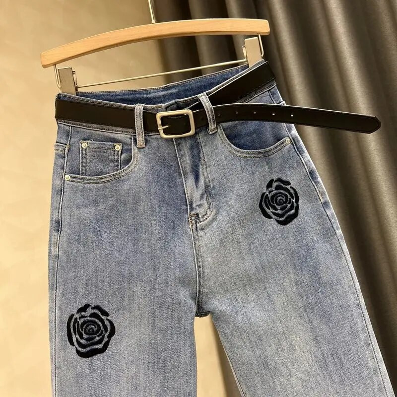 Zsebekkel, hímzett magas derekú Shot nadrágok Női farmer nadrágok női kék utcai viselet Vintage közepes 90-es évek A nyár Xxl