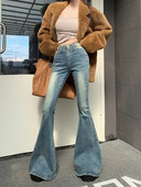 2023 Pantalones Y2K Fashion Washed Blue Slim Flare Jeans Παντελόνι για Γυναικεία Ψηλόμεση 90S Vintage Ρούχα Kpop Lady Denim Παντελόνι