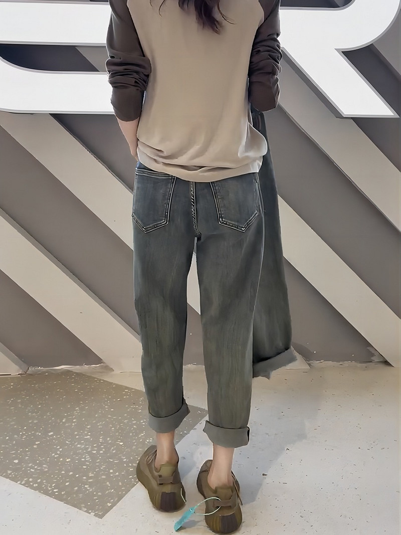 Ženske traperice Harun u obliku kruške 2023. New Fat Mm Daddy Pants Velike veličine Tanke Radish hlače visokog struka Y2k