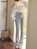 Flare τζιν Γυναικεία Ανοιξιάτικα αμερικάνικα κοκαλιάρικα ψηλόμεσα σέξι όλα ταίριασμα streetwear μόδας Λευκά Vintage μοντέρνα παντελόνια Harajuku