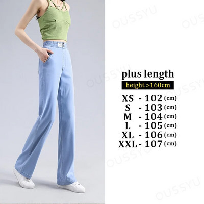 Ljetne mekane tkanine od liocela Ženske traperice visokog struka Tanke široke ravne Femme elastične hlače u struku Y2k Ležerne hlače Ulične hlače