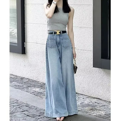 Nagy méretű High Street Design sokoldalú, széles lábú farmerszoknya, bő, magas derekú és vékony női nadrágok