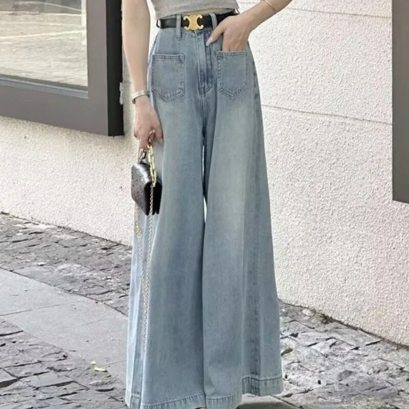 Nagy méretű High Street Design sokoldalú, széles lábú farmerszoknya, bő, magas derekú és vékony női nadrágok