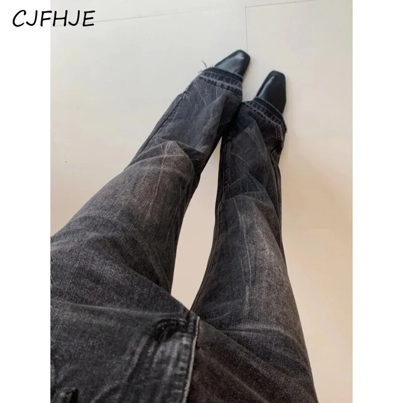 CJFHJE korėjietiškos universalios moteriškos mados juodos spalvos džinsai Vintažiniai laisvi viso ilgio moteriški džinsiniai kelnės pavasariniai džinsai gatvės apranga