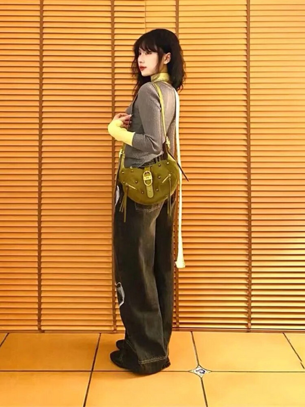 Nauji laisvalaikio džinsai Gyaru Moteris juodos plačios kelnės su širdimi Romantiškos aukšto juosmens medvilninės džinsinės kelnės Baggy Streetwear Gothic