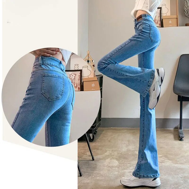 Xpqbb Y2K džinsinės kelnės su aukštu juosmeniu Moteriškos korėjietiškos plonos viso ilgio plačios džinsai moteriškos vintažinės gatvės aprangos siauros platėjančios kelnės