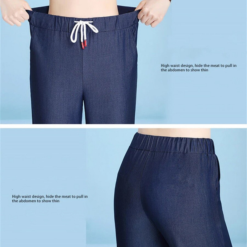 Suvarstyti ploni vasariniai maišeliai džinsai aukštu juosmeniu Harem džinsinės kelnės Moteriškos Vaqueros Kasdienis Capris Korėjos mados Pantalones mėlynos kelnės