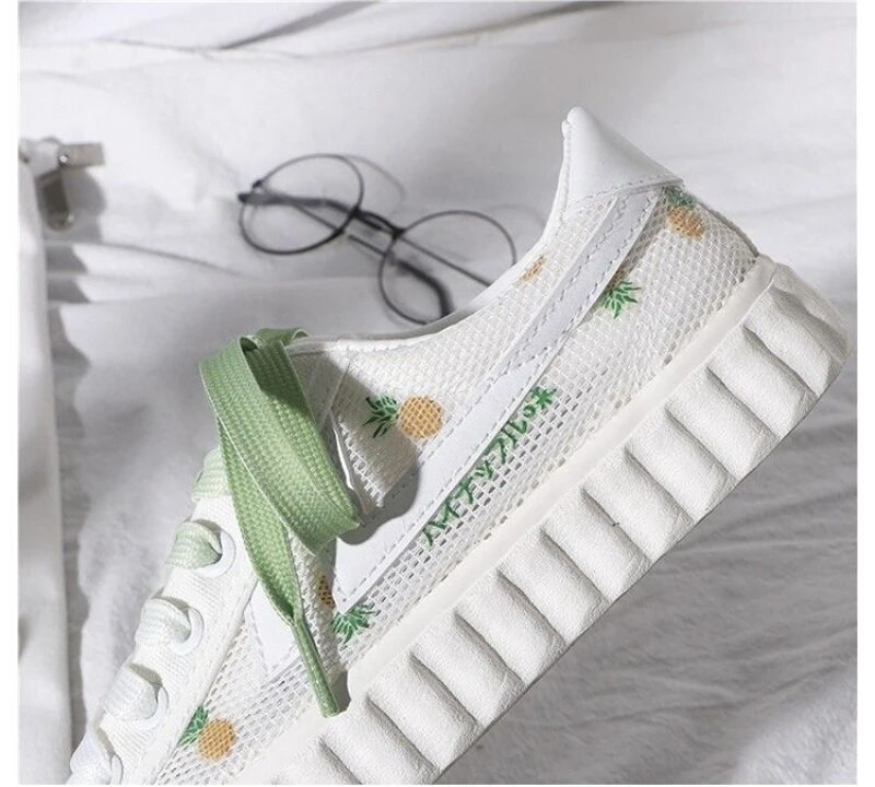 Vasariniai moteriški batai, ananasų tinklelis, kvėpuojantis, nauja mada, miela, šilta, laisvalaikio kieta, minkšta, miela ir miela suvarstoma iš drobės