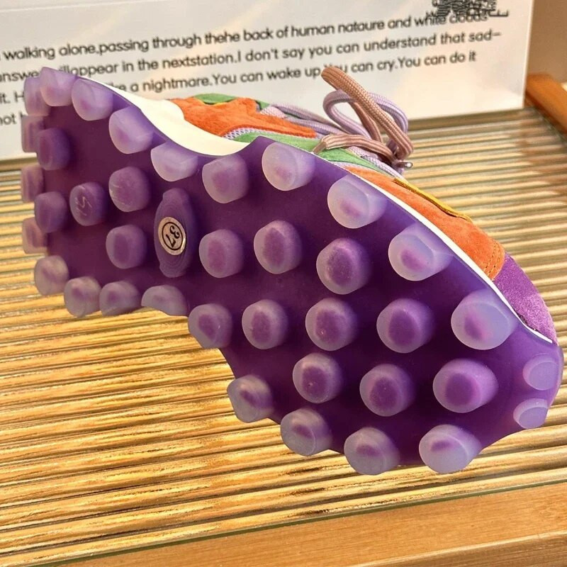 Moteriški madingi gatvės sportiniai batai „Four Seasons Fashion“ suasmeninti, universalūs, storo pado vafliniai laisvalaikio batai, neslystantys 2024 m.