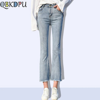 Κορεάτικο Καλοκαιρινό Ψηλόμεσο Slim Flare Jeans Γυναικεία Casual Κομψό Μήκος Αστραγάλου Τζιν Παντελόνι Sweet Vaqueros Stretch Jeansy Pantalones