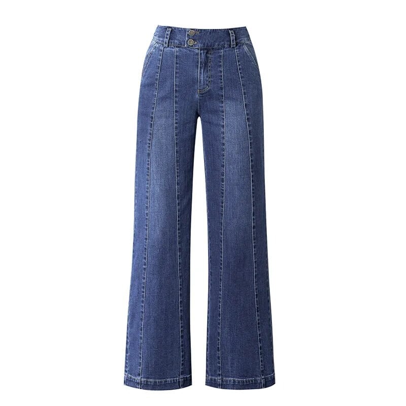 Ženske široke nogavice, ravne prugaste rastezljive traperice jesen-zima, zadebljane tople traperice, korejske modne korejske modne traperice visokog struka od S do 5XL