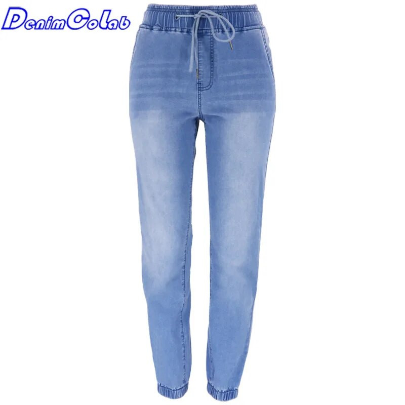 Denimcolab 2022. Nove harem hlače s visokim elastičnim strukom Jogger traperice Ženske labave noge s kravatom Ulična odjeća Rastezljive traper hlače Hlače