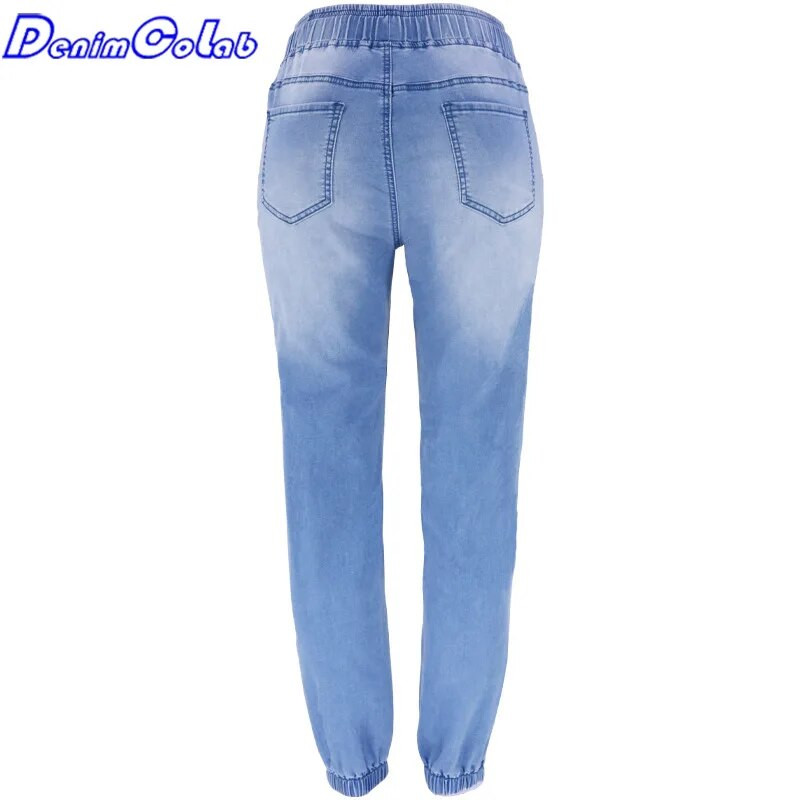 Denimcolab 2022. Nove harem hlače s visokim elastičnim strukom Jogger traperice Ženske labave noge s kravatom Ulična odjeća Rastezljive traper hlače Hlače