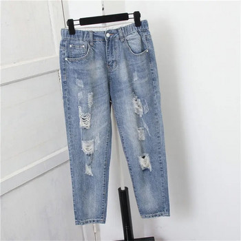 Νέο σκισμένο τζιν Γυναικεία Ρούχα Φαρδιά Stretch Ψηλόμεση Τζιν Γυναικείο τζιν παντελόνι Plus Size Vintage Mom Jeans Παντελόνι Q5513