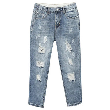 Νέο σκισμένο τζιν Γυναικεία Ρούχα Φαρδιά Stretch Ψηλόμεση Τζιν Γυναικείο τζιν παντελόνι Plus Size Vintage Mom Jeans Παντελόνι Q5513