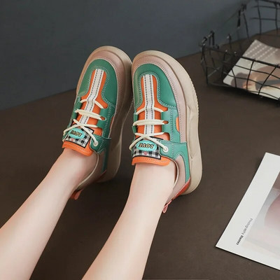 2023, de primăvară și toamnă, pantofi casual retro de gamă înaltă, pantofi confortabili și versatili, cu talpă groasă, color-blocate, pentru femei