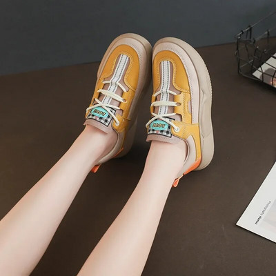 2023, de primăvară și toamnă, pantofi casual retro de gamă înaltă, pantofi confortabili și versatili, cu talpă groasă, color-blocate, pentru femei