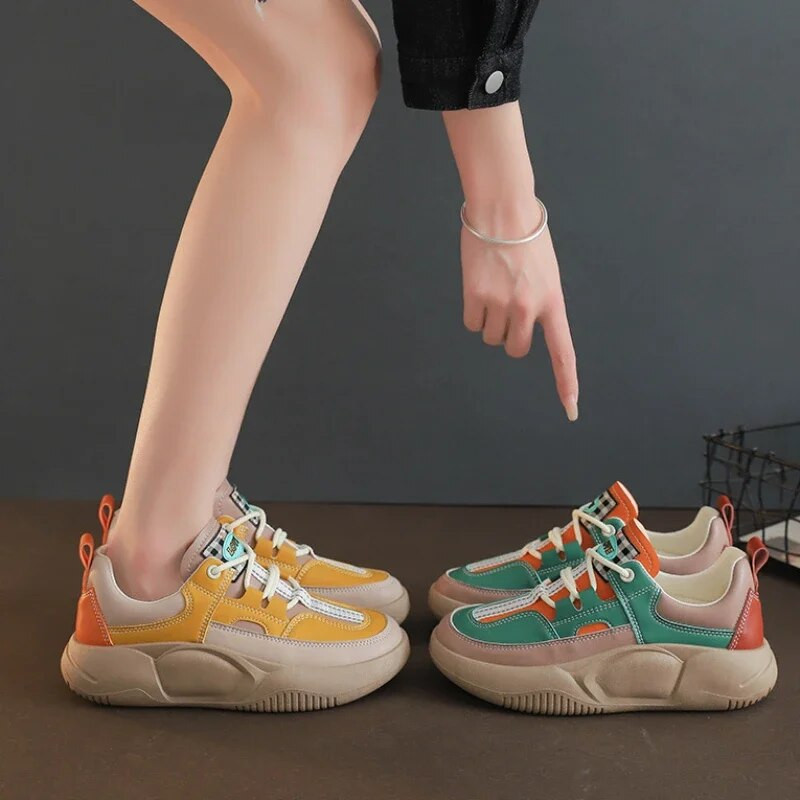2023 m. Nauji pavasario ir rudens aukščiausios klasės retro laisvalaikio batai Patogūs ir universalūs storapadžiai spalvoti sportbačiai moterims