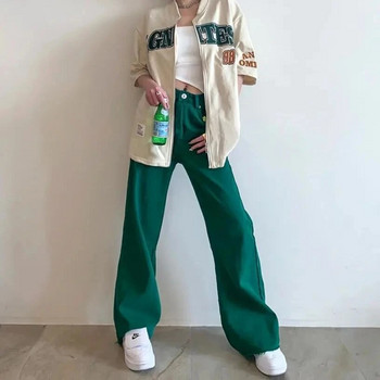 Πράσινο τζιν γυναικείο vintage χαριτωμένο κομψό ίσιο παντελόνι φαρδύ Streetwear Γυναικείο παντελόνι Αισθητικό πάτο