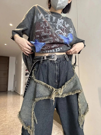 Κορεάτικο Y2K Vintage Γυναικείο Τζιν Τζιν Streetwear Oversize Star Αισθητικό ίσιο παντελόνι Φαρδύ τζιν παντελόνι Grunge Ρούχα