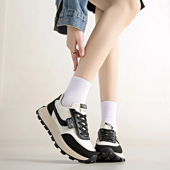 Дамски спортни обувки на платформа Ежедневни маратонки Дамски тенис Дебела подметка Модни висококачествени плоски обувки Платформа за ходене Вулканизирани обувки