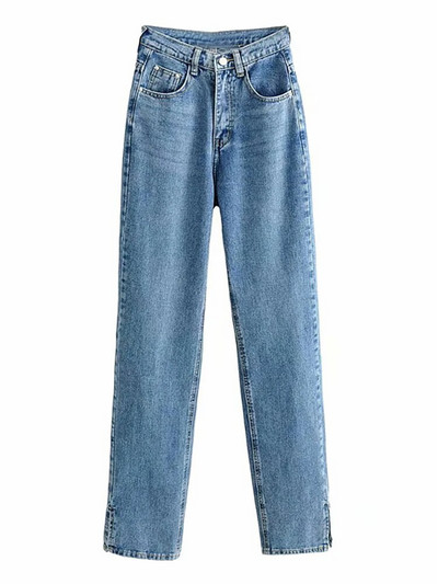 OOTN hasított magas derekú női farmer nadrág cipzár tömör laza alkalmi széles szárú farmer nadrág egyenes elegáns nadrág utcai viselet