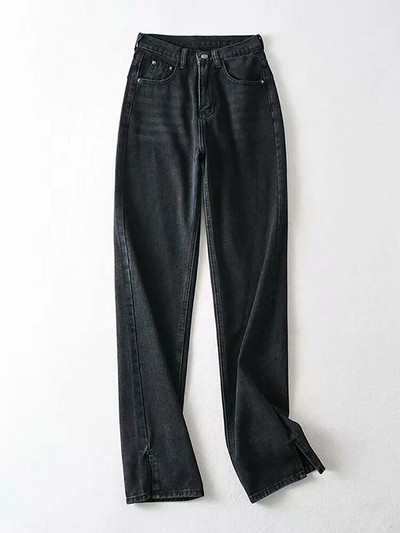 OOTN hasított magas derekú női farmer nadrág cipzár tömör laza alkalmi széles szárú farmer nadrág egyenes elegáns nadrág utcai viselet