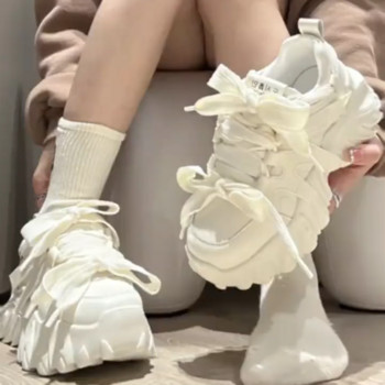 Ρετρό παπούτσια με χοντρή σόλα Γυναικεία παπούτσια Άνοιξη Καλοκαίρι 2024 Νέα Μόδα Αθλητικά Casual Παπούτσια Γυναικεία Μικρά Λευκά Παπούτσια