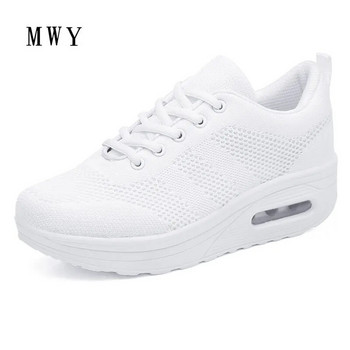 MWY Дамски ежедневни обувки на платформа Модни обувки на високи токчета Дамски танкетки Дамски бели маратонки Обувки с увеличаване на височината zapatos mujer