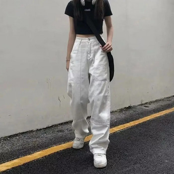 Mopping White Jeans Women Baggy Bf High Street Empire Waist Solid Hot Hip-Hop Mujer Denim Trousers Широки крачоли Straight Vintage Y2K