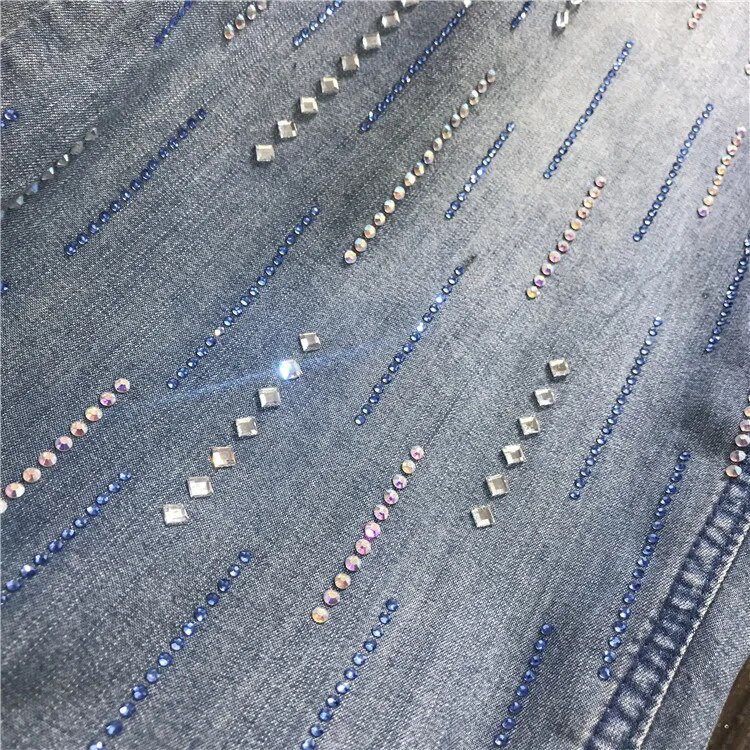 Cakucool Vintage Frayed Džinsi Dimanti Pērļoti ar fliteriem Harēma Bikses Elastīgs Viduklis Brīvs Liela Izmēra Šiki Džinsi Ikdienas Capris Femme