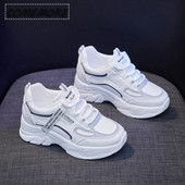 Pantofi albi pentru femei Tenis cu platformă Femei Înălțime interioară pentru alergare Pantofi sport pentru femei Pantofi vulcanizați de lux casual