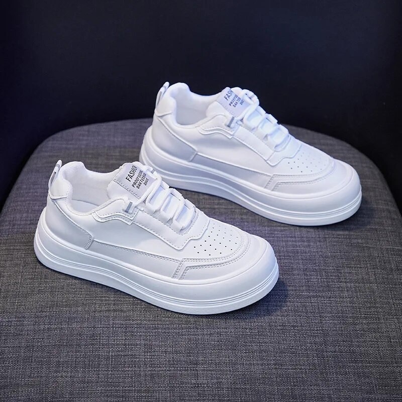 Moteriški balti batai, 2021 m. pavasario korėjiečių apvalūs kojų pirštai, plokščiapadžiai bėgimo batai, moteriški sportbačiai, moteriški vulkanizuoti batai, moteriški treniruokliai