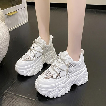 Дамски обувки 2023 Висококачествени летни дамски вулканизирани обувки Ежедневни повишени обувки за ходене без врата Дамски обувки с връзки