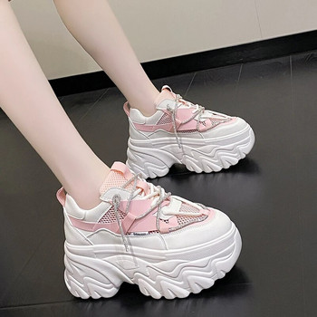 Дамски обувки 2023 Висококачествени летни дамски вулканизирани обувки Ежедневни повишени обувки за ходене без врата Дамски обувки с връзки