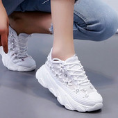 Ženske tenisice 2022. Tenisice na klin sa dijamantima Dames Chunky Platform Bijele ležerne cipele Ženske cipele Femme Sapatos Femininos