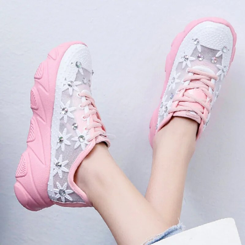 Ženske tenisice 2022. Tenisice na klin sa dijamantima Dames Chunky Platform Bijele ležerne cipele Ženske cipele Femme Sapatos Femininos