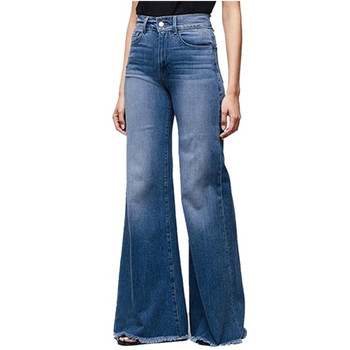 Разклешени дънки Панталони y2k Дамски ретро дънкови дамски дънки Дамски модни еластични панталони с джобове с висока талия Дънки с широки крачоли
