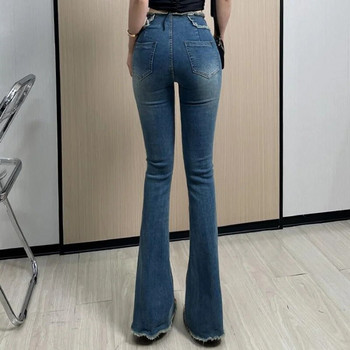 Τζιν παντελόνι για γυναίκες Flare flared Slim Fit Σέξι με καμπάνα κάτω στενό γυναικείο τζιν Ρετρό μεσαίας μέσης καουμπόικο παντελόνι αισθητικής A